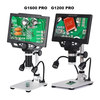 G1600 G1200 Digital Microscope 7"/9" Screen 1-1200X Video Electronics Professional Soldering Micromicro Continuous Amplification