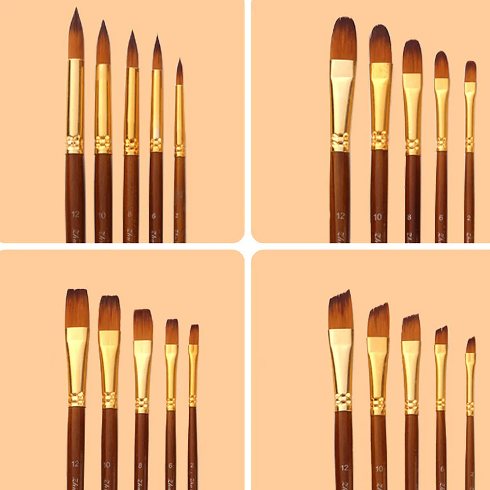 

5Pcs Linen Stem Painting Brushes Premium Nylon Tips for Face Drawing School Projects Craft Activities Art Students Beginners Use