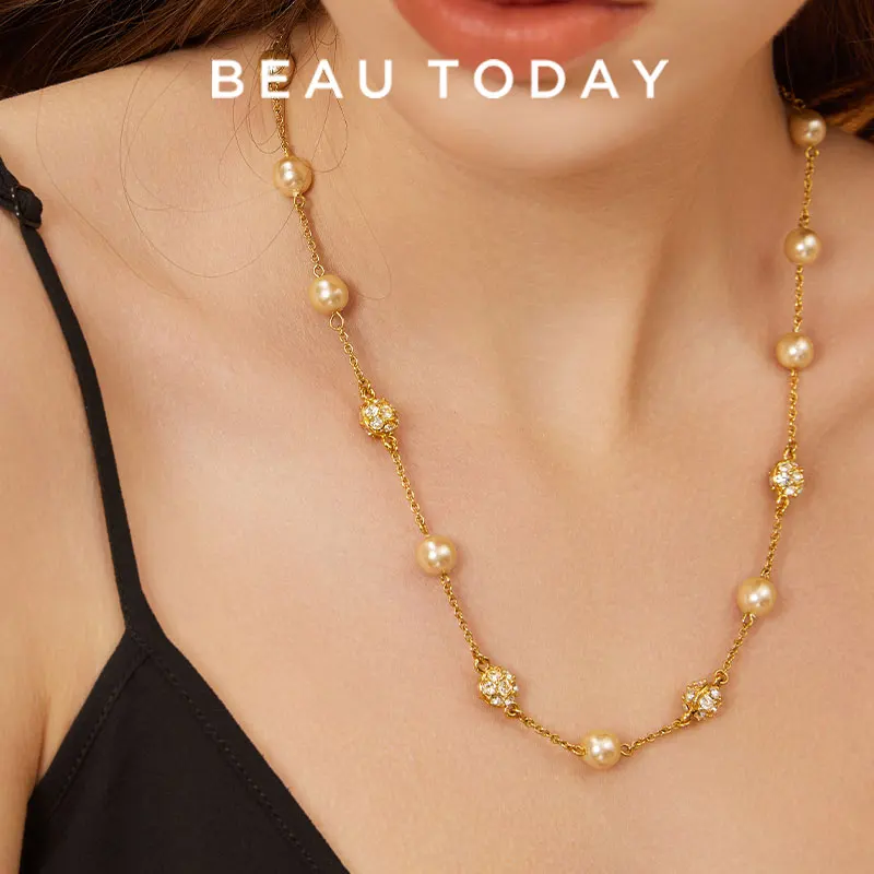 

Beautoday Necklaces Women 18K Gold Plated Pearl Decoration Retro Elegant Female Jewerly Accessories Handmade 93036