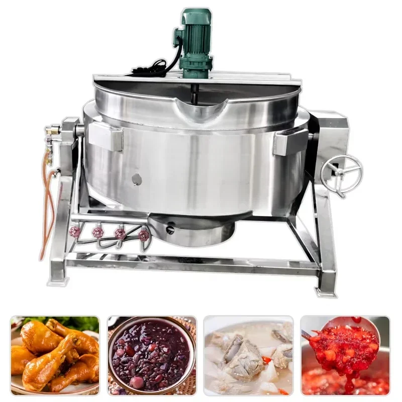 Industrial Big Volume Pot 304 Stainless Steel Stirring Cooking Machine   Heating Electric Steam Heating Jacket Kettle