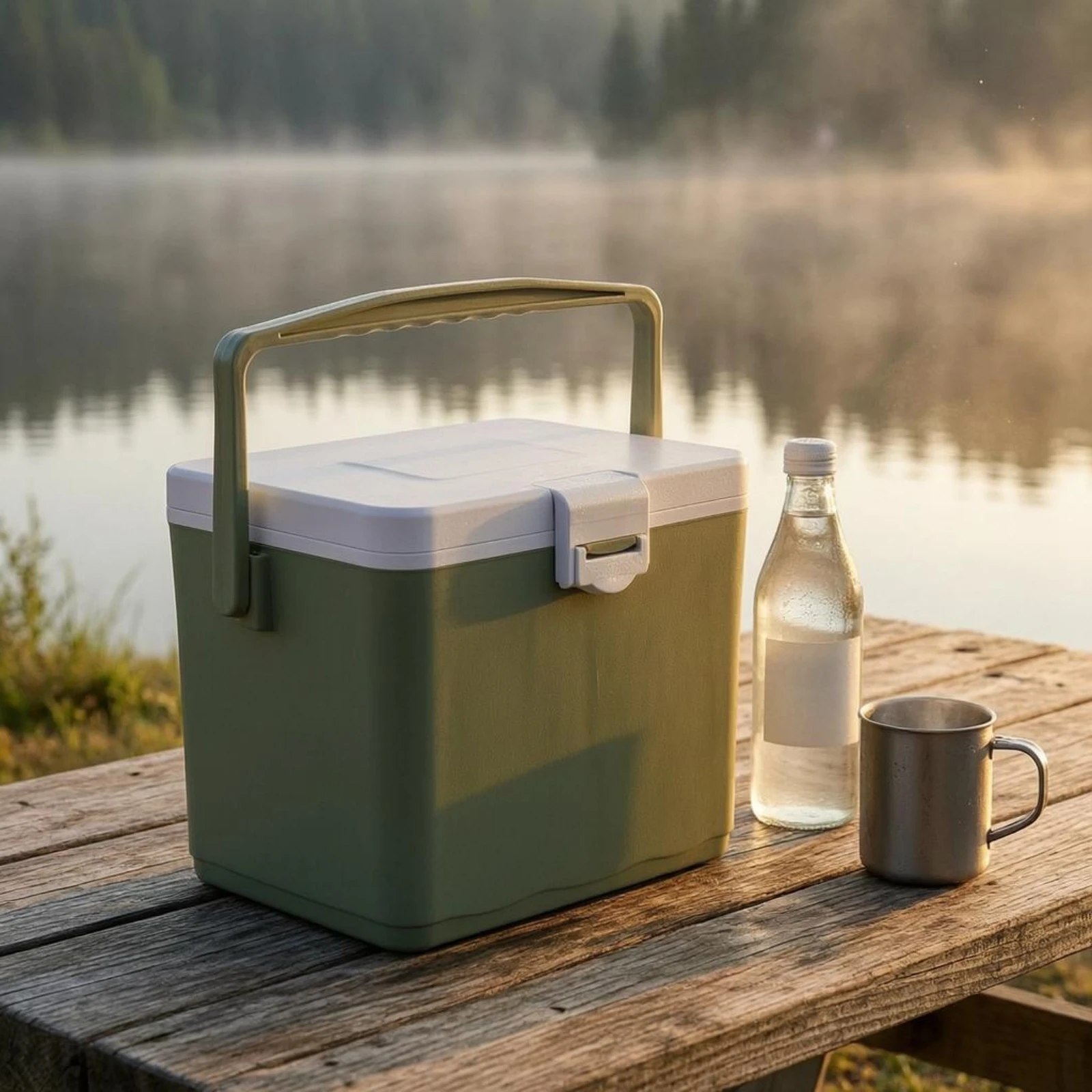Insulated Cooler Box Locking Clasps Portable Cooler Box Portable Ice Chest Two-Way Hot and Cold Travel Container Heavy Duty