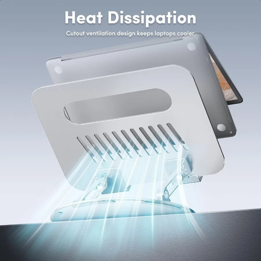 Adjustable Laptop Stand with 360 Rotating Base Ergonomic Computer Stand for Desk Foldable Portable Laptop Riser Holder Fits All