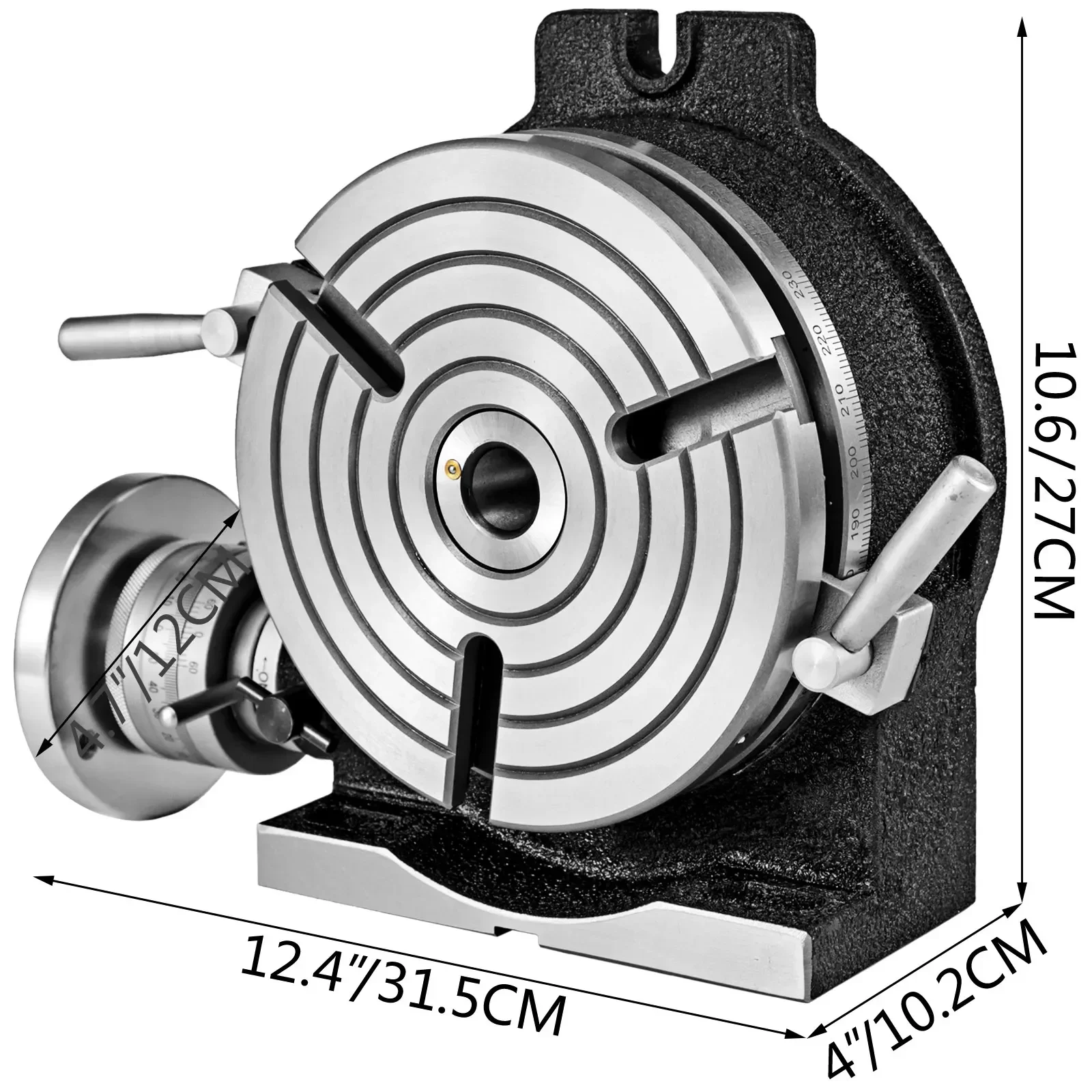 200mm Rotary Table for Milling Machine, Horizontal/Vertical MT-3 3-Slot 4-Slot, 360 Degree Precision Indexing