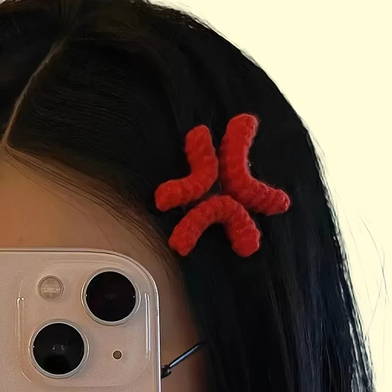 

Creative Angry Expression Hair Accessories Funny Crochet Duckbill Clips Women Fashionable Cartoon Side Versatile Straight Clips