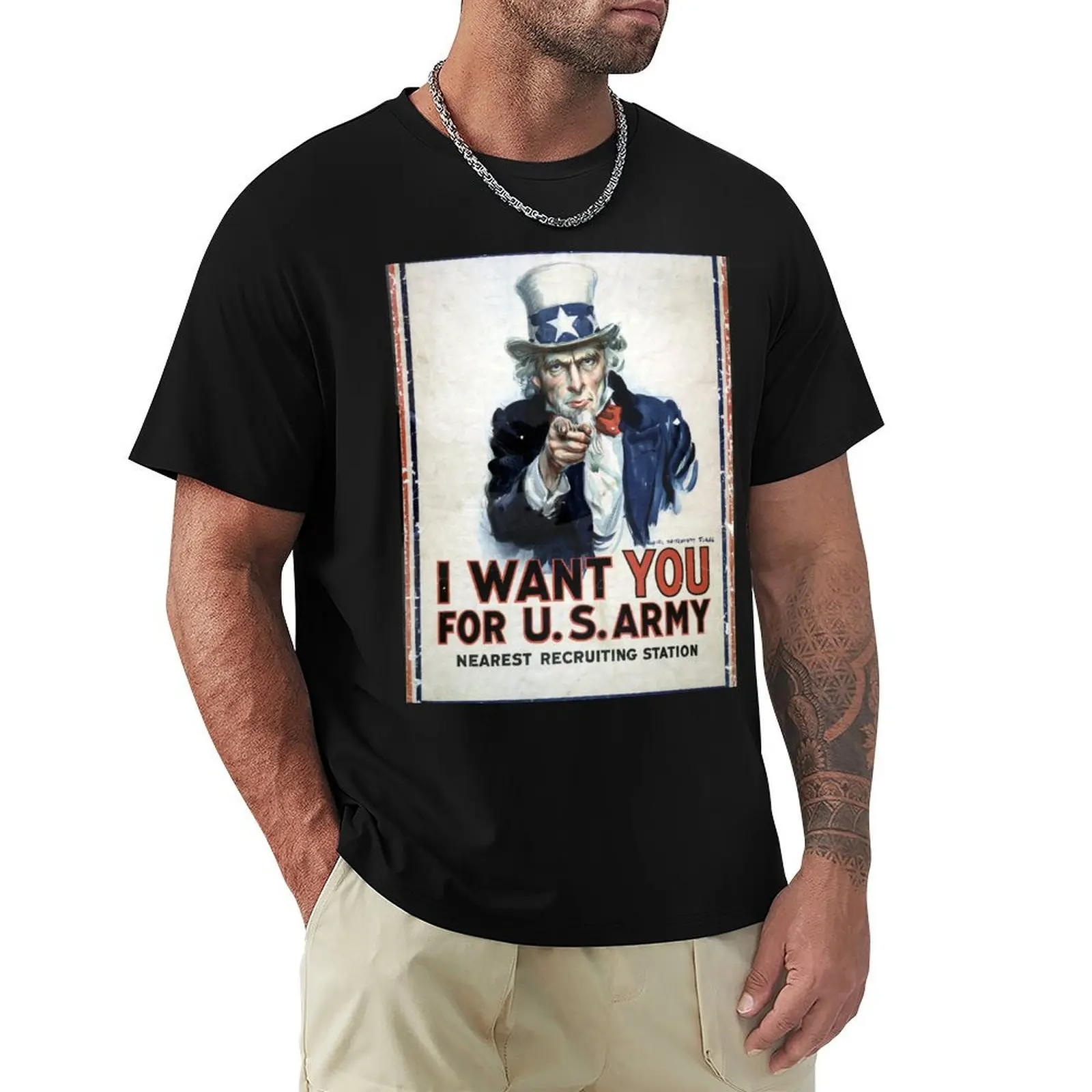 Eu quero ser recrutado pelo Exército dos EUA: estação de recrutamento mais próxima / Camiseta James Montgomery Flagg, camiseta casual resistente à água
