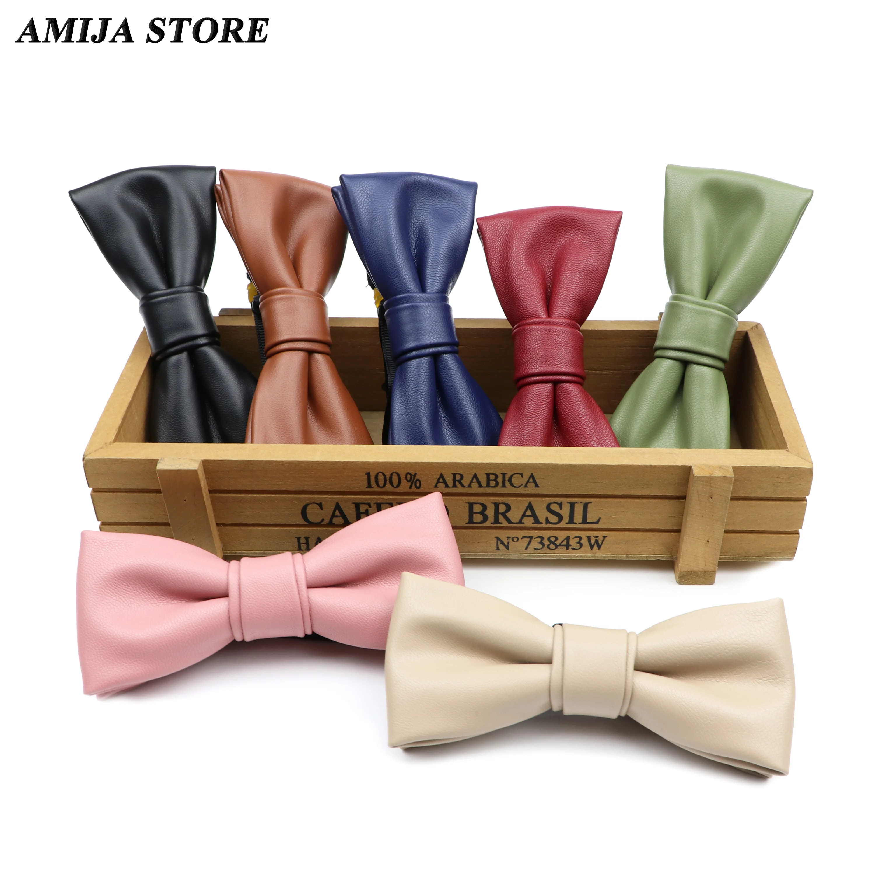 Black Pu Leather Men Patchwork Bow Tie Female Necktie Red Gold Silver Butterfly Adult Cravate Homme Wedding Party Ties For Men