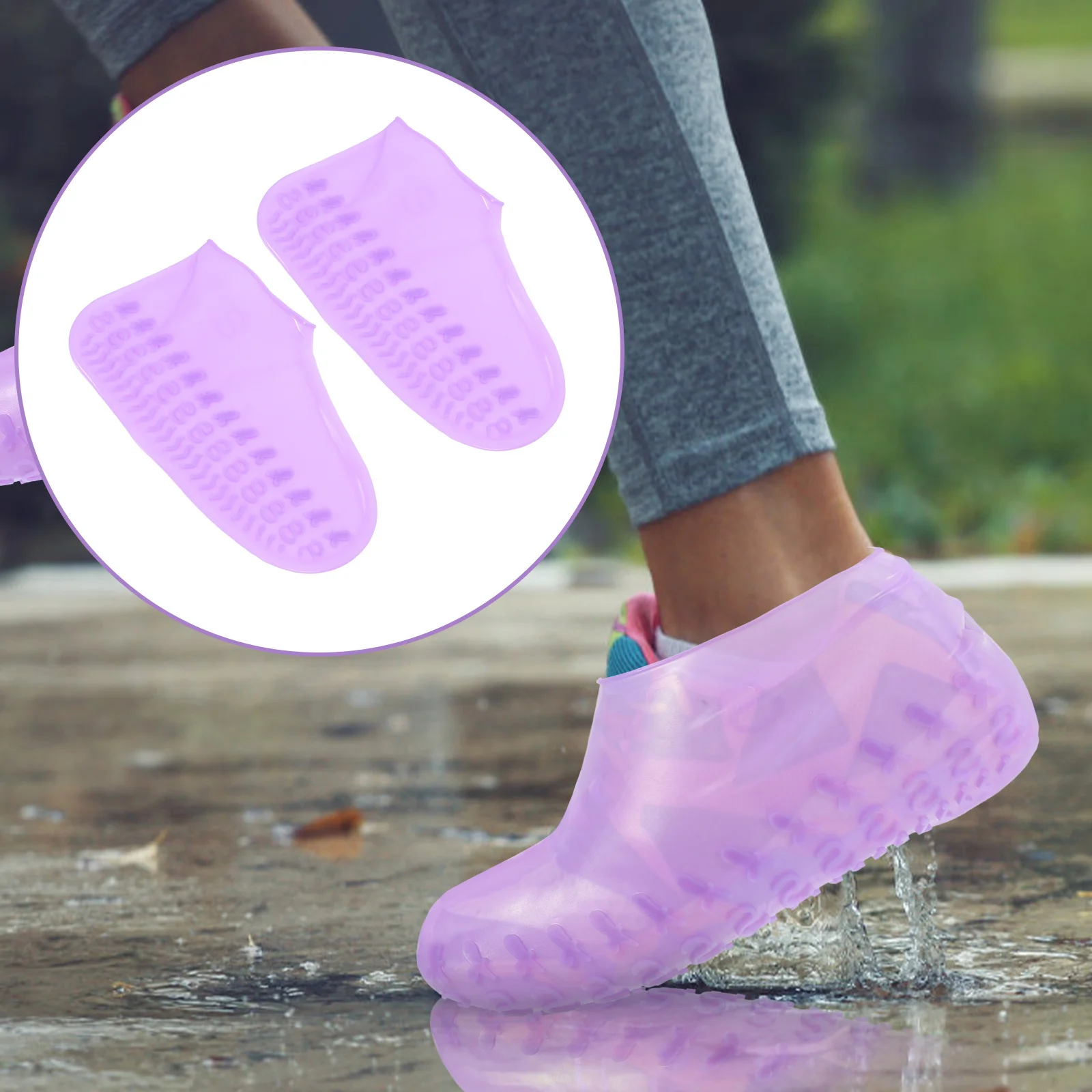 

Shoe Cover Rain Boots Light Weight Covers Anti Slip Snow Shoes Safety Purple Men and Women