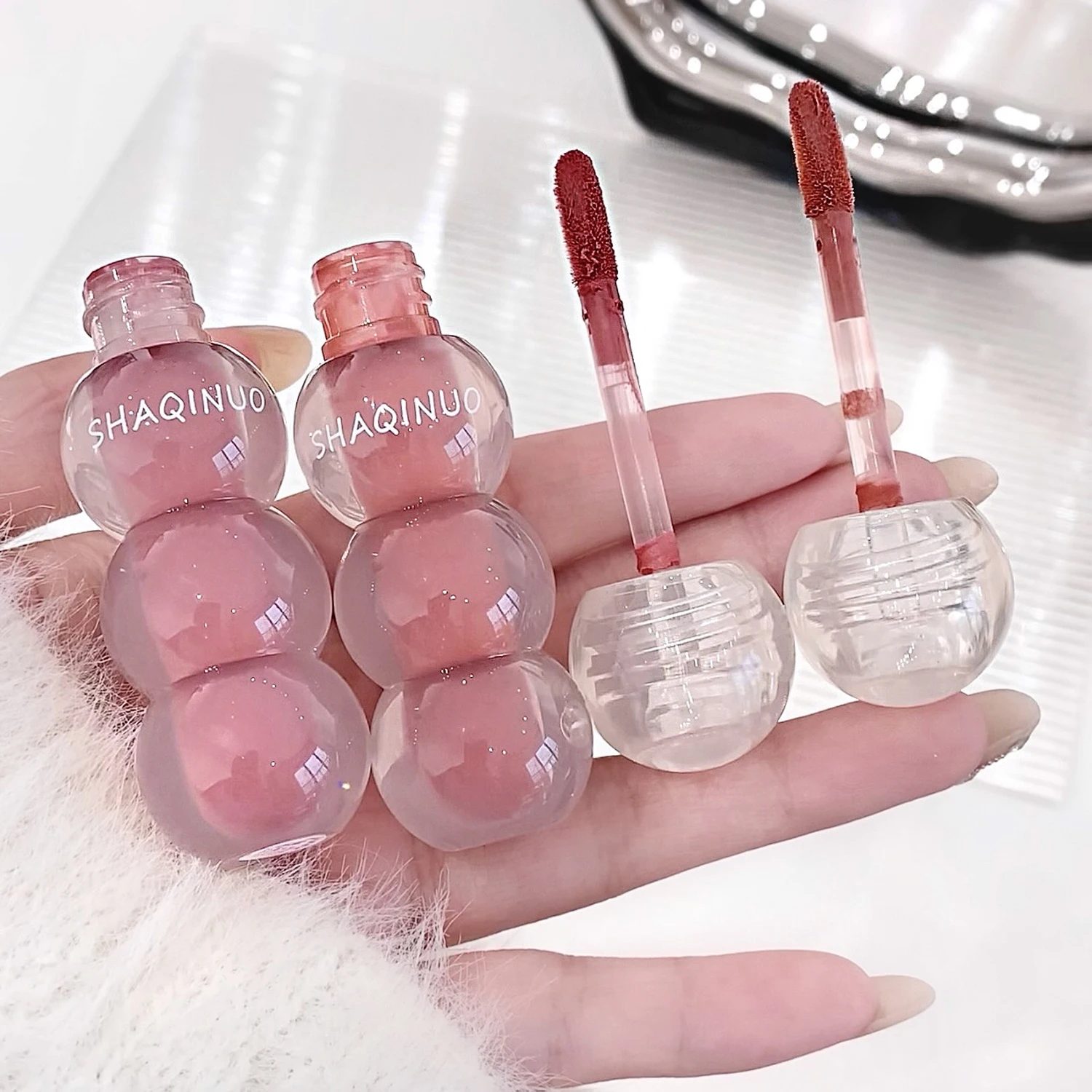 SHAQINUO Tanghulu Zachte Matte Lip Modder Matte Matte Lipgloss Zijdeachtige Textuur Lippenstift Lipgloss