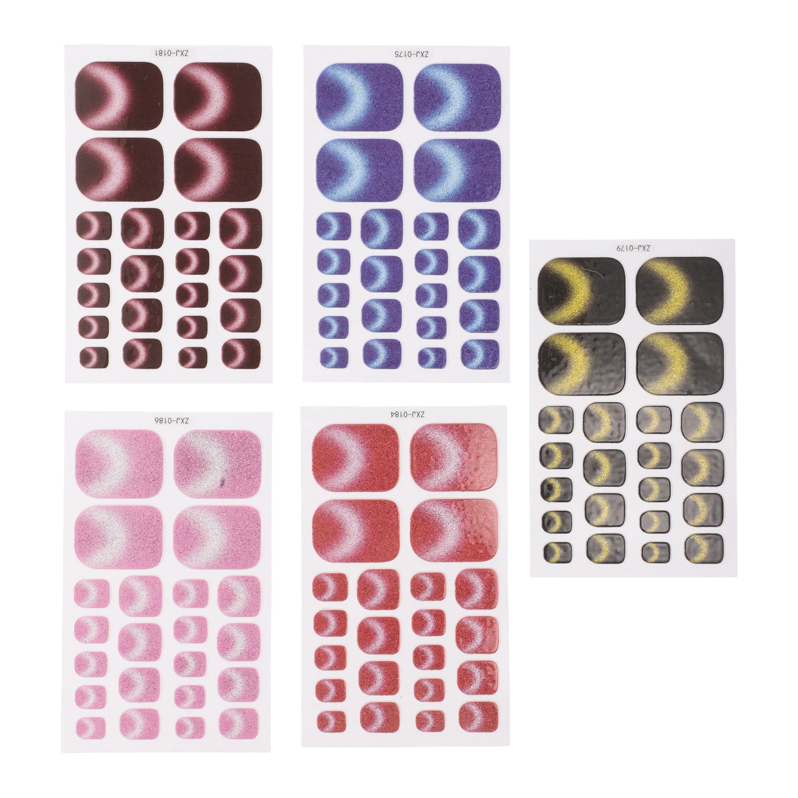 5 uds pegatinas para uñas de ojo de gato, cubierta completa con purpurina, envolturas para uñas de los pies, sin hornear, accesorios para decoración de uñas DIY, uñas de ojo de gato