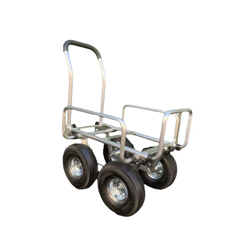 

4 Wheel Silent Flat Trolley Multifunctional Aluminum Lightweight Warehouse Logistic Truck With Frame For Pulling Goods Hardware