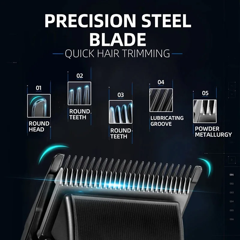 Kemei Professional Barber Hair Clippers Rechargeable Cordless Electric Hair Trimmer Hair Cutting Machine Men Hair Cutter 9000RPM