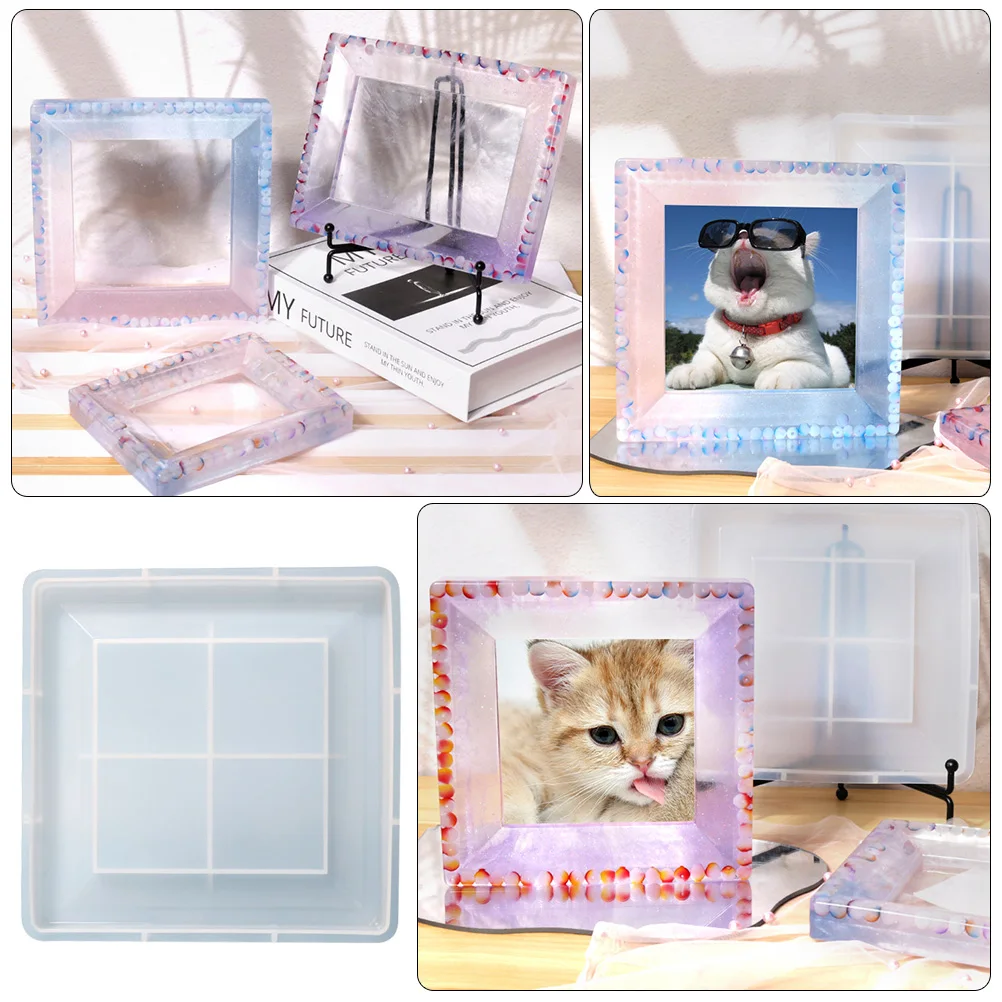 

Photo Frame Silicone Mold Exquisite Workmanship Flexible Practical Safe Silicone Craft Material Resin Glitter Powder