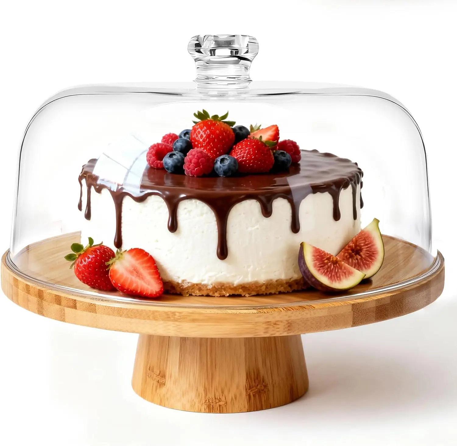 

Подставка для торта из бамбука 6-в-1 с крышкой, многофункциональный сервировочный поднос для десертов, фруктов и закусок