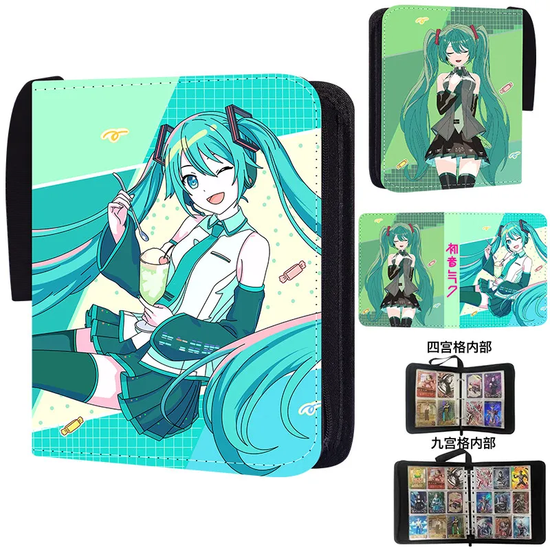 Hatsune Miku 400pcs/900pcs Card Album Book Folder 4/9 Card Slots Collections Zipper Double Pocket Zipper Card Binder Holder
