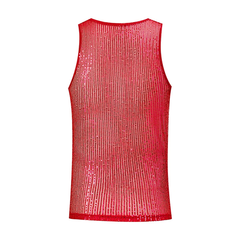 Herren T-Shirts und Polos Pailletten-Tanktop Glitzernde Weste Rundhals-Party-Nachtclub-Festival-Bühnen-Performance-T-Shirt Crop-Tops 2026 – Detail 5