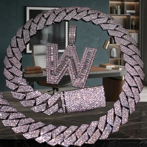 

22mm 5 Rows Moissanite Cuban Chain Hip Hop Iced Out Chain 925 Sterling Silver VVS Diamond Gold Plated Buss Down Jewelry