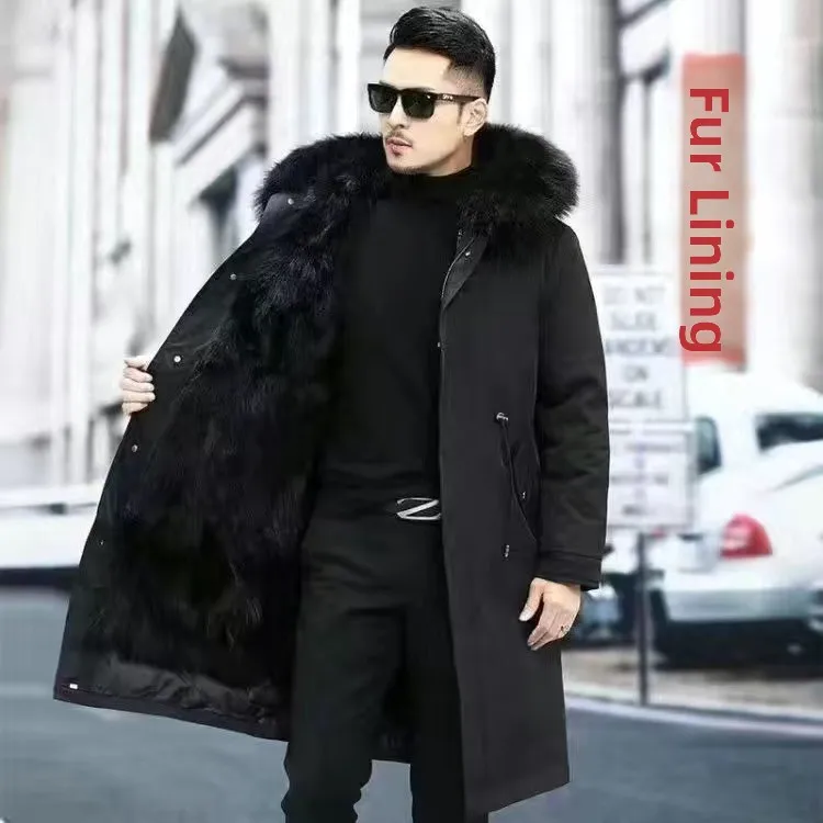 Over-the-knee long parka (black lining)
