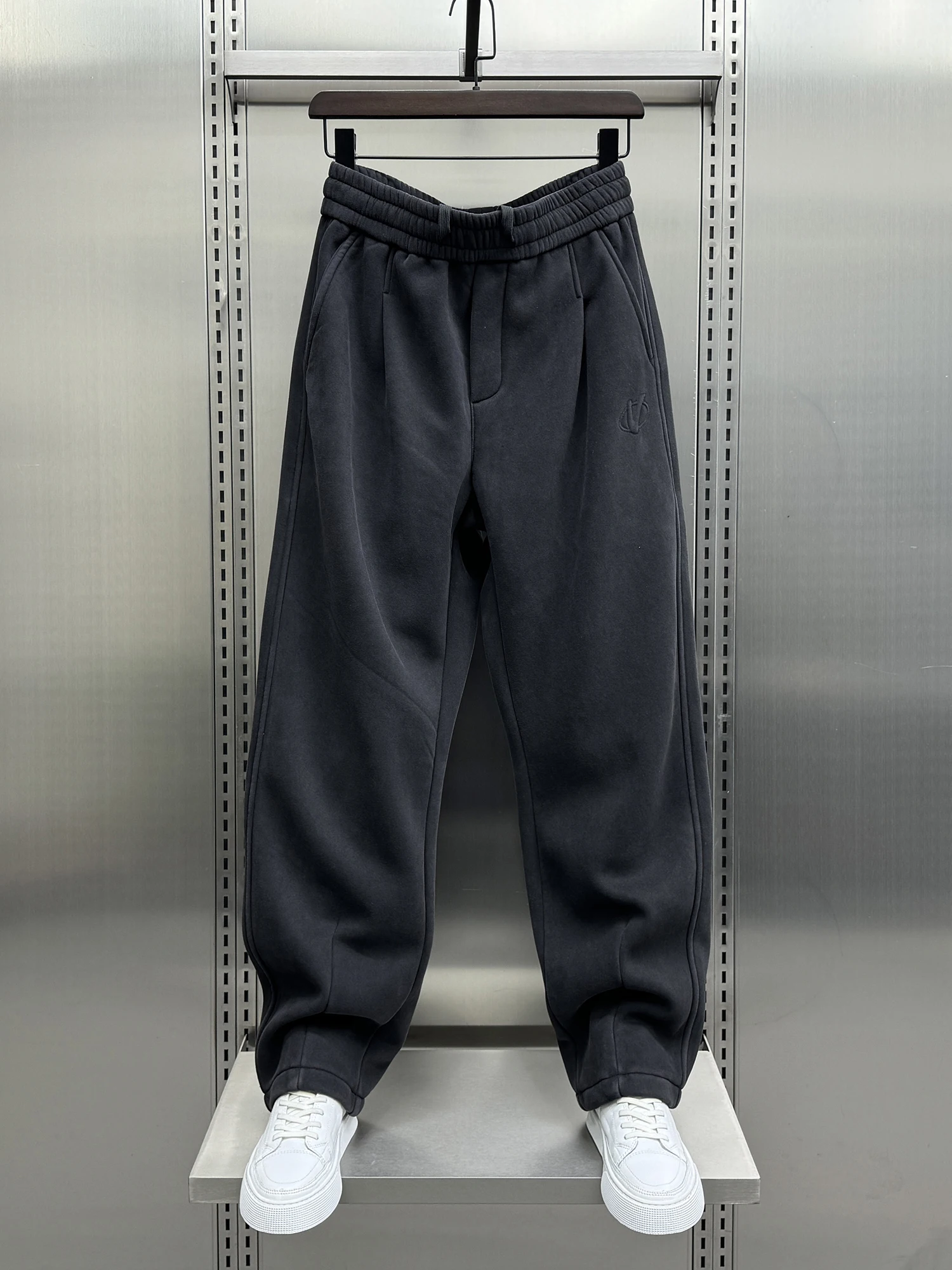 

Новые мужские повседневные брюки на осень-зиму, прямые, на подкладке, свободного кроя, комфортные, однотонные