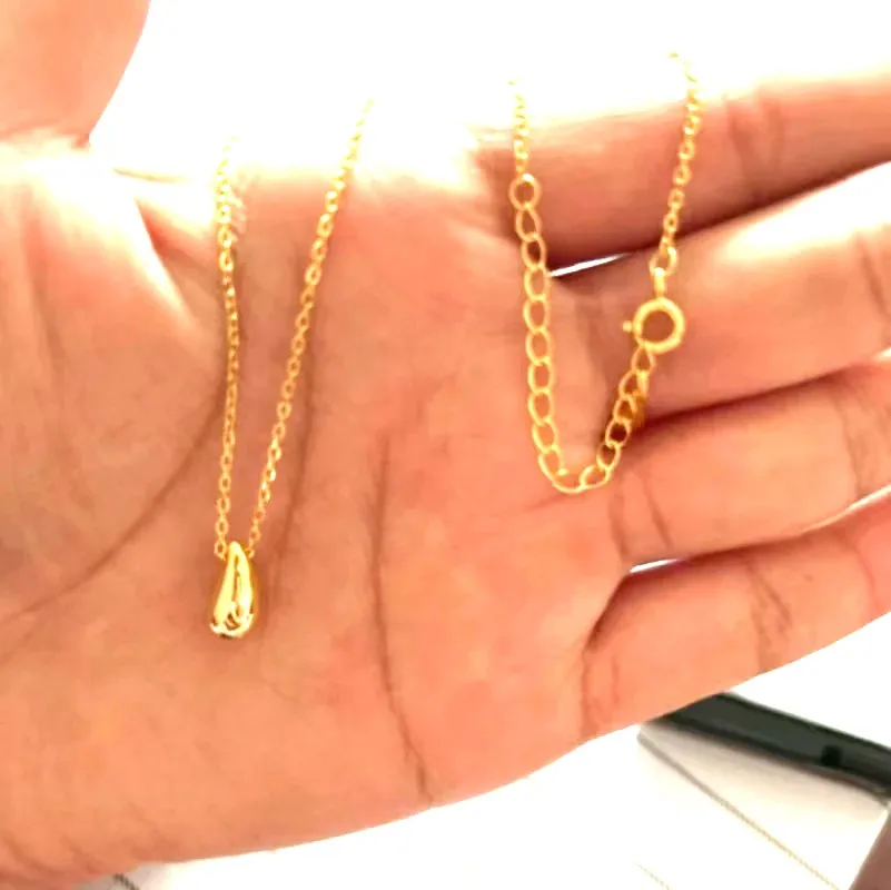 

925sterling silver Necklace for Women Stainless Steel Gold Color Water Drop Pendant Necklaces Choker Vintage Waterproof Jewelry