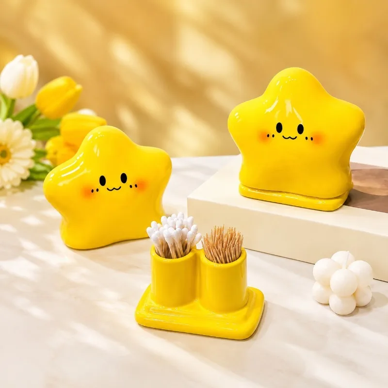 Lovely Star double hole storage tube,toothpick cotton bud floss storage,desktop makeup organizer,back to school season,Christmas