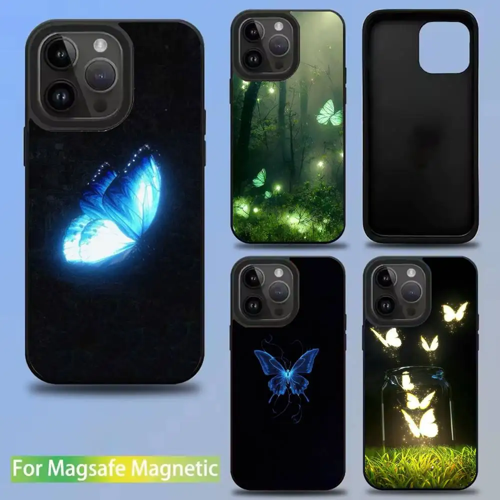 

Glow In The Dark Butterfly Phone Case For iPhone17,16,15,14,13,12,11,Pro,Max,Plus,Mini,SE New Magsafe Magnetic Wireless Charging