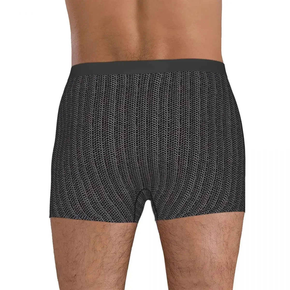 Boxer Underpants Shorts Metal Chainmail Medieval Armor Panties Male Ventilate Underwear for Homme Man Boyfriend Gifts