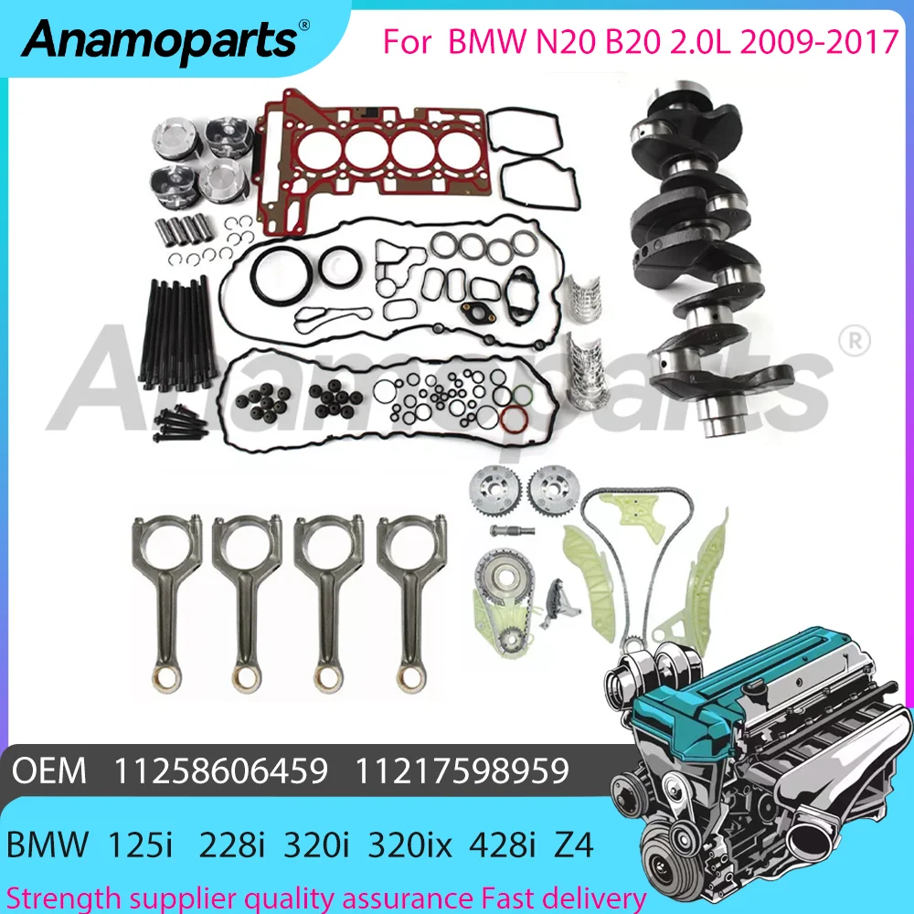 Engine timing chain crankshaft gasket set repair Set Kit for 2009-2017 BMW N20 B20 125i 228i 320i 320ix 420i GT 11257640166