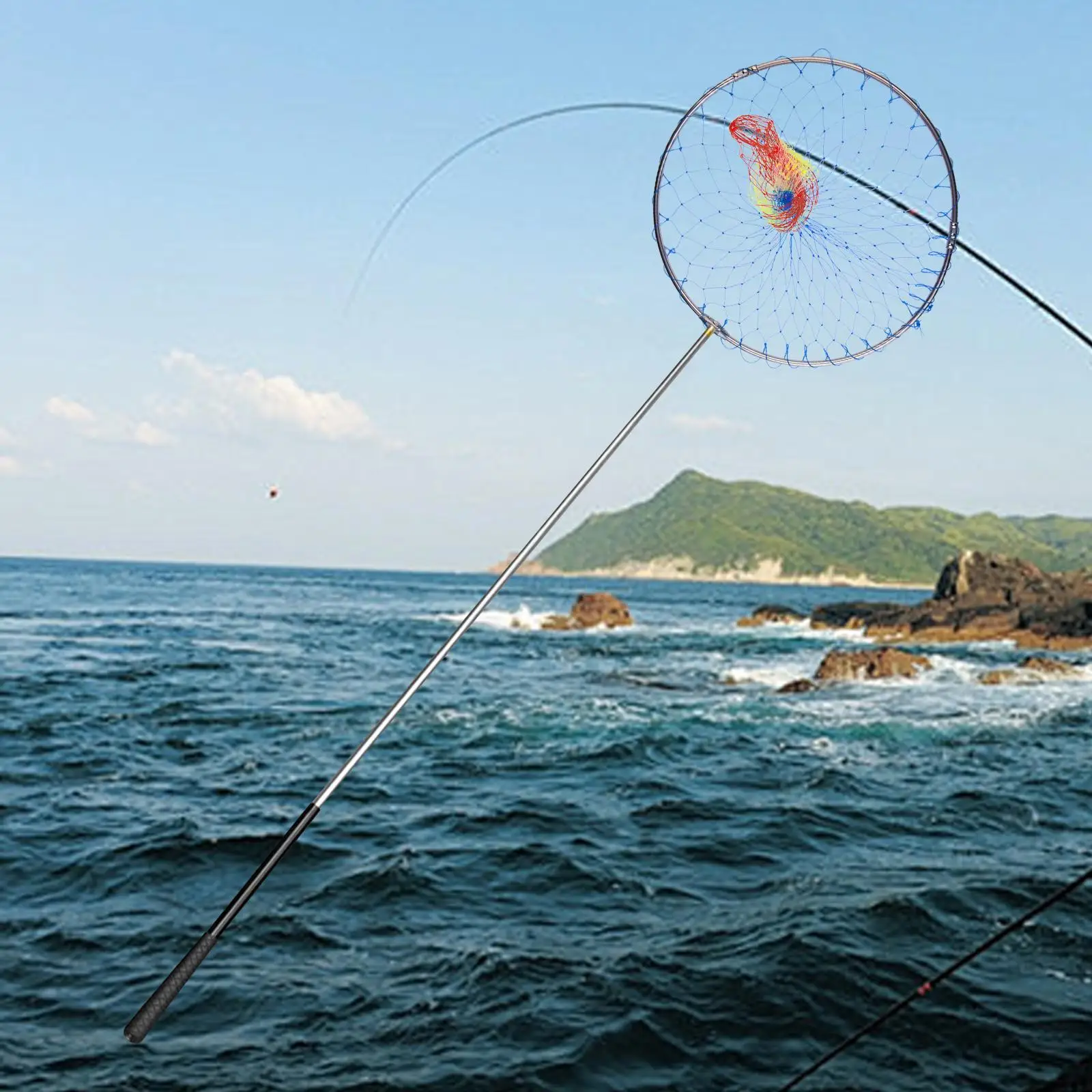 Canna telescopica per guadino da pesca, comoda, resistente all\'usura