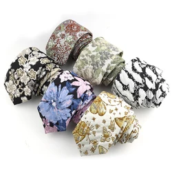 Men's Ties Floral Leaves And Plants Brown Pink White Neckties Leisure Business Shirt Suit Daily Wear Cravat Wedding Party Gifts