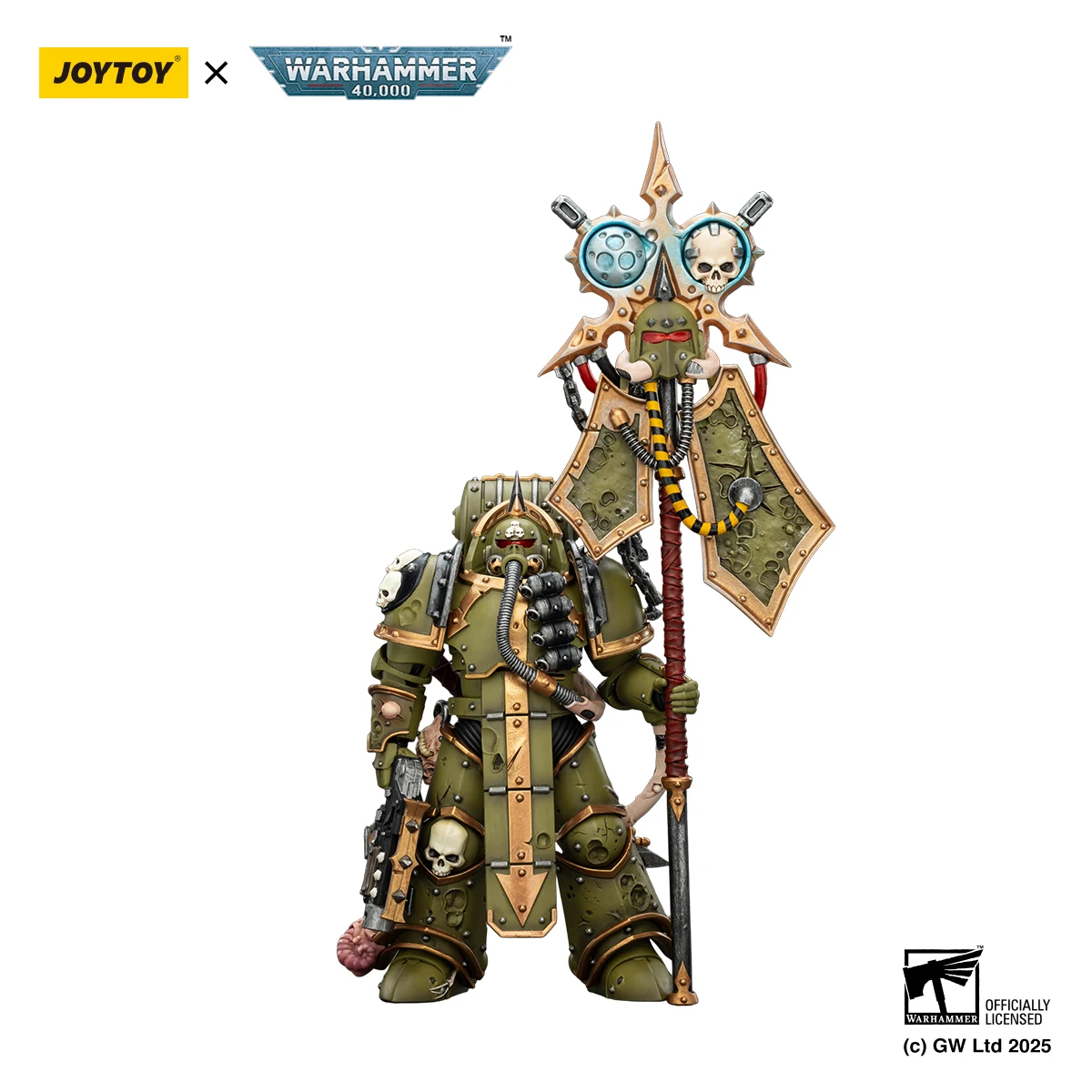 

Фигурка JOYTOY Warhammer 40K 1/18: Death Guard Plague Marine Icon Bearer, аниме-фигурка, модель игрушки