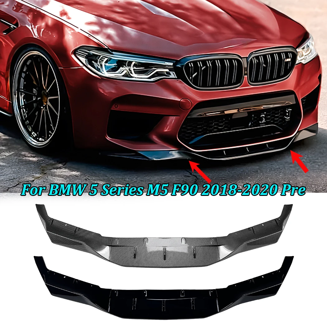 For BMW 5 Series M5 F90 2018-2020 Pre Front Bumper Lip Splitter Spoiler Diffuser Protector Body Kit Glossy Black