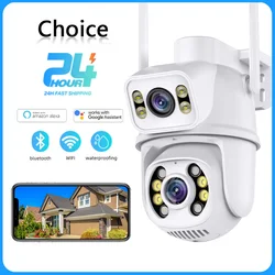 Wifi Surveillance Cameras 8MP Dual Lens Security Protect CCTV Camera Outdoor Human Detection Wireless PTZ IP Camera ICSee Lenovo