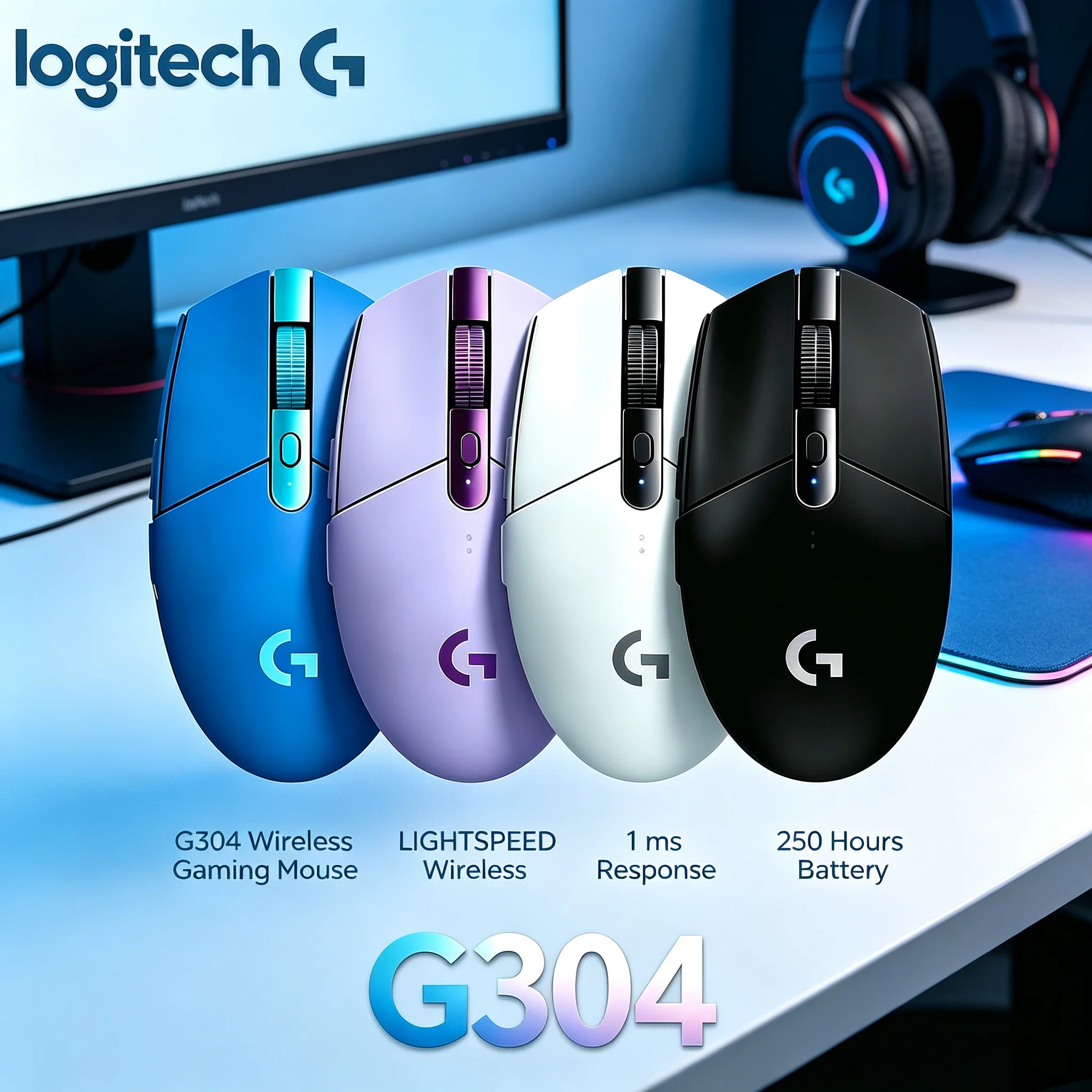 Logitech G304 Wireless Gaming Mouse 2.4G USB Receiver Ergonomic Gamer Mice For Office Game Use