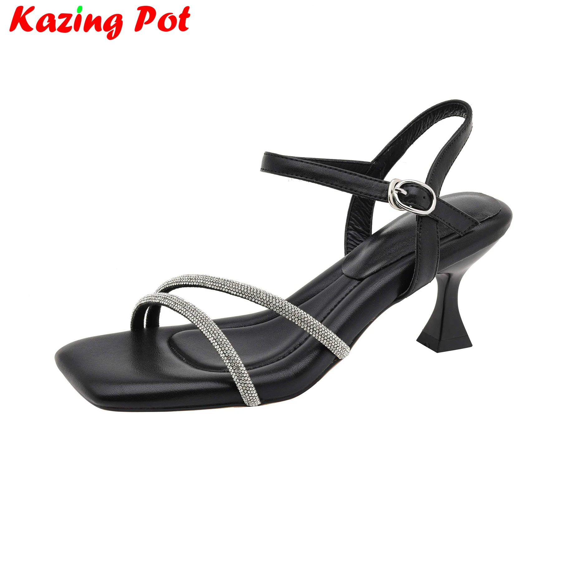 Krazing Pot Plus Size 43 44 High Heels Bling Elegant Peep Toe Summer Shoes Party Office Lady Concise Sexy Elegant Women Sandals