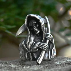 BEIER 2022 New Fashion Stainless Steel The Grim Reaper Ring  Skull Ring For Men Punk Hip Hop Gothic Jewelry Wholesale