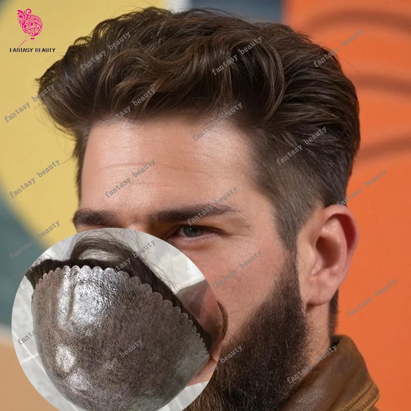 خط شعر طبيعي للغاية متين ورقيق للرجال شعر مستعار رمادي أسود 1B40 1B50 1B80 شعر بشري بني أشقر أرخص قطع شعر #2