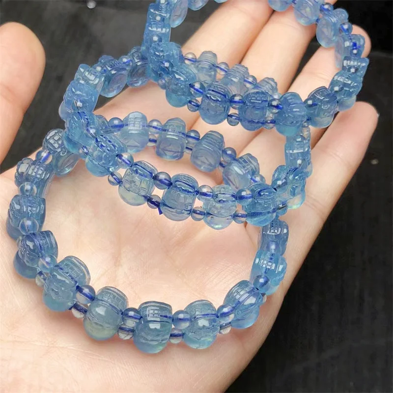 

Natural Aquamarine Pixiu Bracelet Fashion Gemstone Crystal Jewelry For Women Healing Bohemia Holiday Gift 1pcs