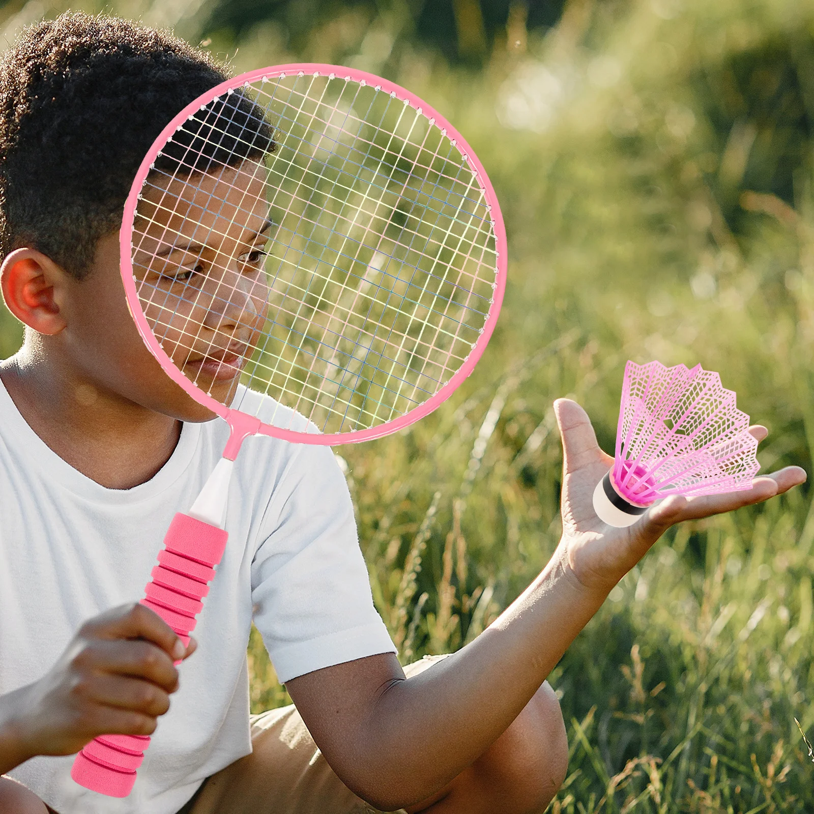 

Badminton Racket Teens Lightweight Tennis Racket Portable Kids Indoor Outdoor Sports Set Pink Color Tennis Accessories