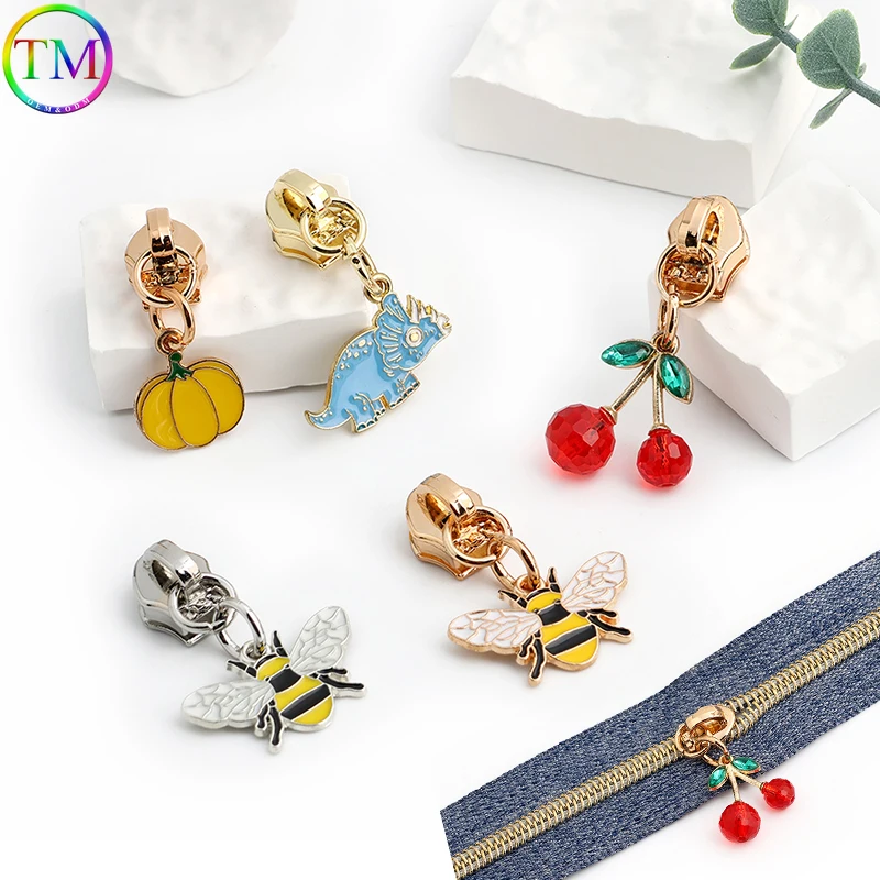 

20-100 шт. Фрукты и животные 5 # Слайдер для нейлоновых лент на молнии, сумка на молнии, карман для кошелька, ползунки на молнии, аксессуары для ремонта