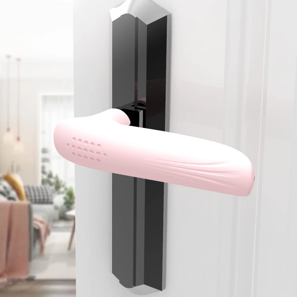 

2pcs Silicone Door Handle Protector L-Shaped Baby Safety Anti-Collision Wall Guard Non- Knob Cover Grip Sleeve For Home