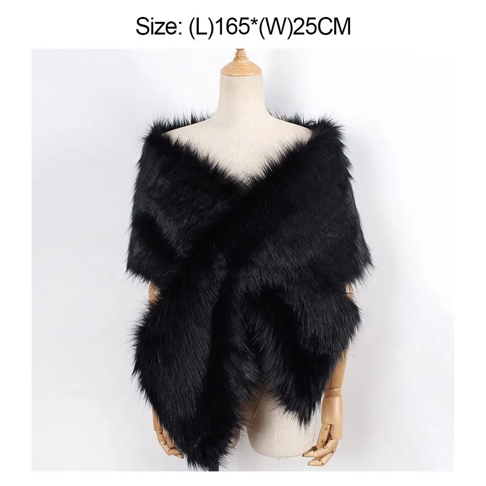 Coat Skiing Bib Long Stole Shrug Winter Long Bridal Scarf Autumn Winter Neck Warm Cross Shawl Women's Faux Fur Shawl