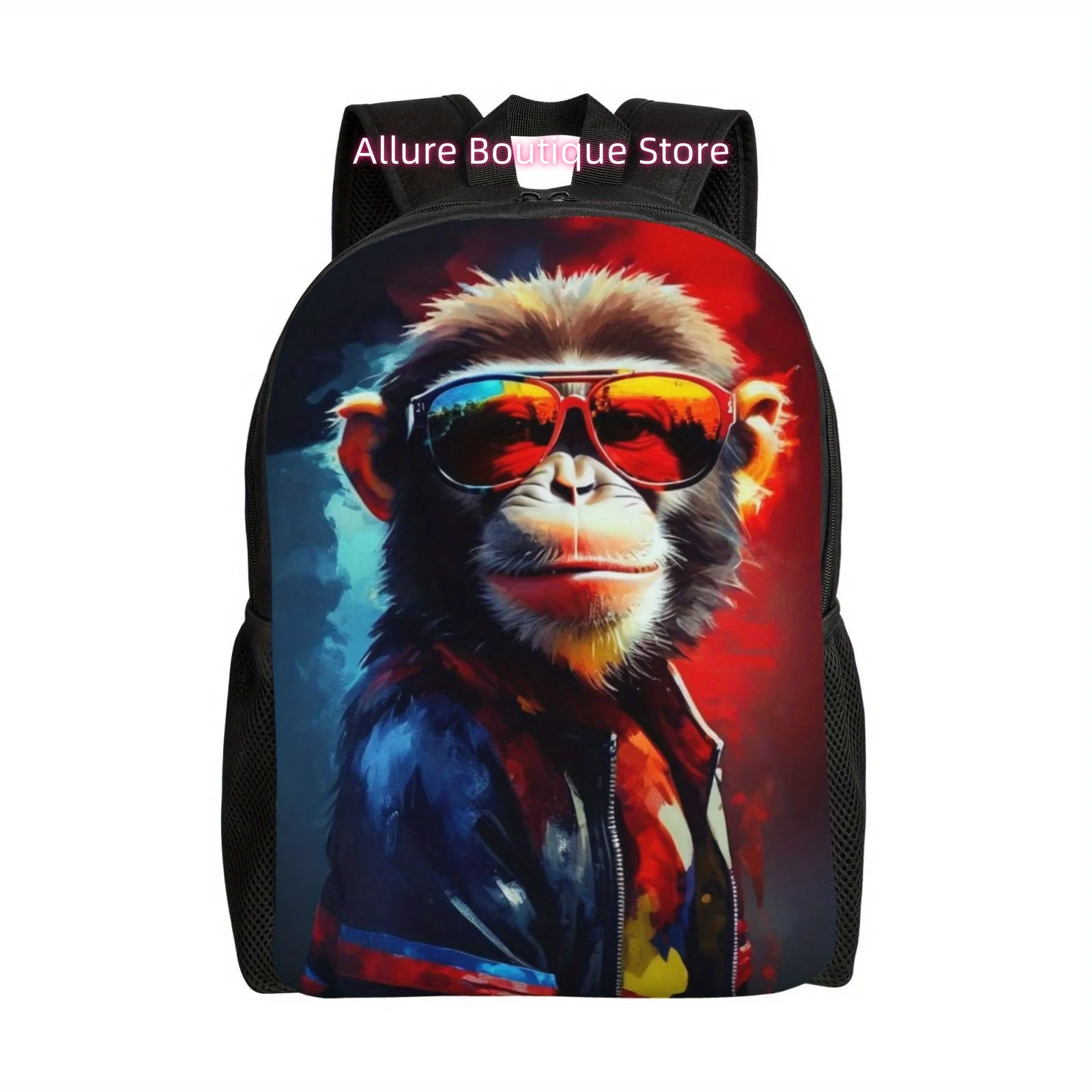Funny Monkey Print Backpack For Men And Women Teens, Laptop Tablet Travel Shoulder Bag, Leisure Backpack