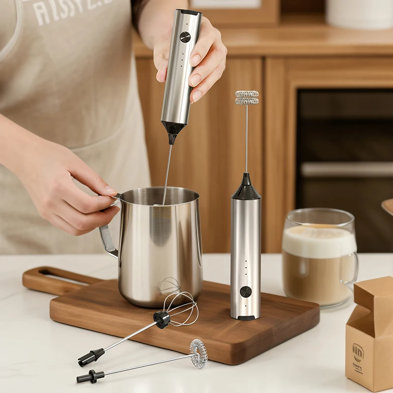 Cliton Stainless Steel Mini Automatic Milk Foamer Portable USB Rechargeable Frother For Coffee
