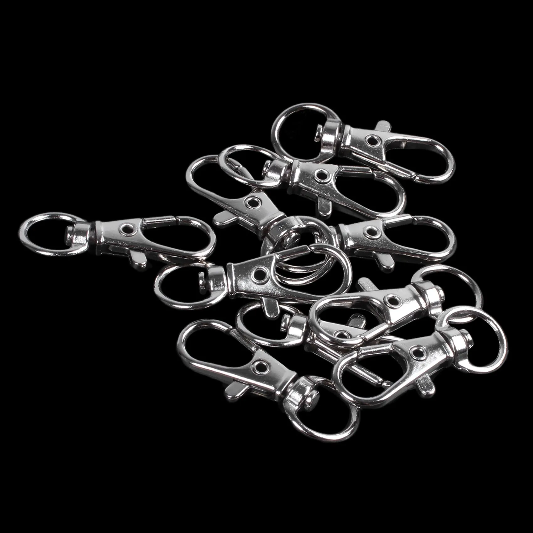 50Pcs Metal Clasp Swivel Trigger Clips Snap Hooks Key Ring Bags DIY Craft Silver-AT64