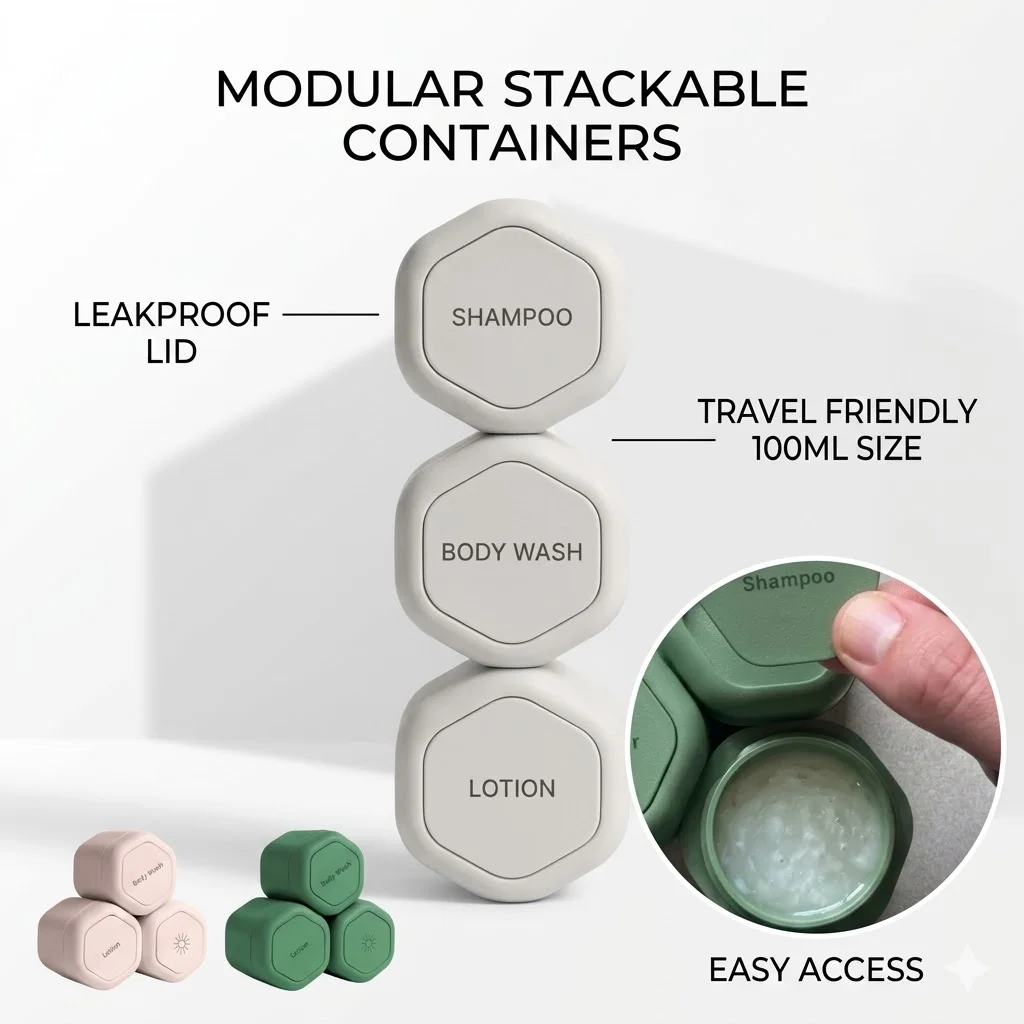 3pcs Travel Magnetic Containers - Body Care Capsule Set Containers with Lids Carry on Travel Essential Magnetic Storage Capsules
