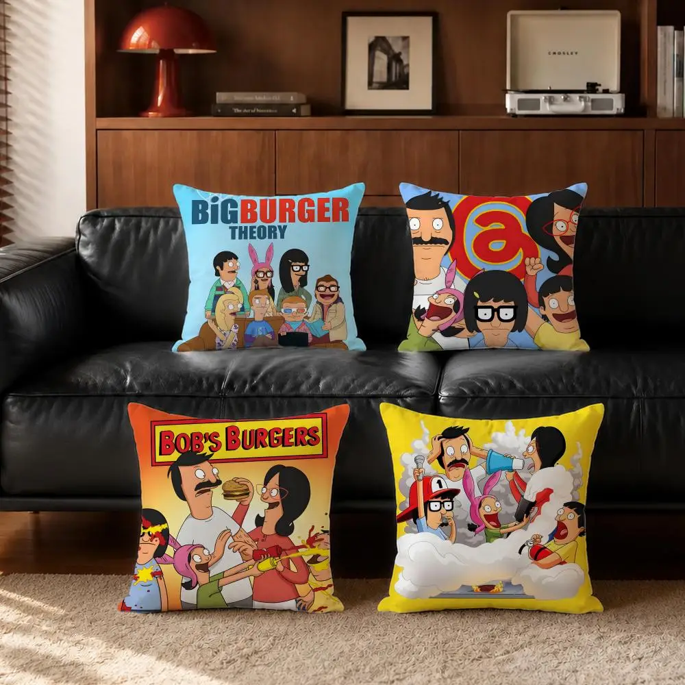 Cartoon BBob's Burgersed Cushion Cover Cushion Cover Set 4Pcs 50x50 45x45 40x40 Pillowcase Decorative Sofa Home Decor