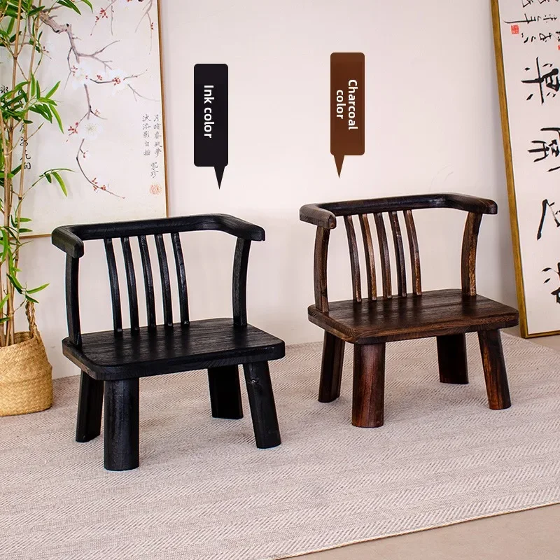 Japanese Floor Chair with Backrest Solid Wood Tatami Seat for Bay Window Minimalist Living Room Chairs Meditation Legless Seat