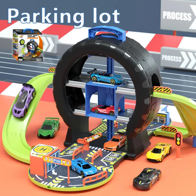 Boy toy car model children tire track parking lot puzzle baby alloy car