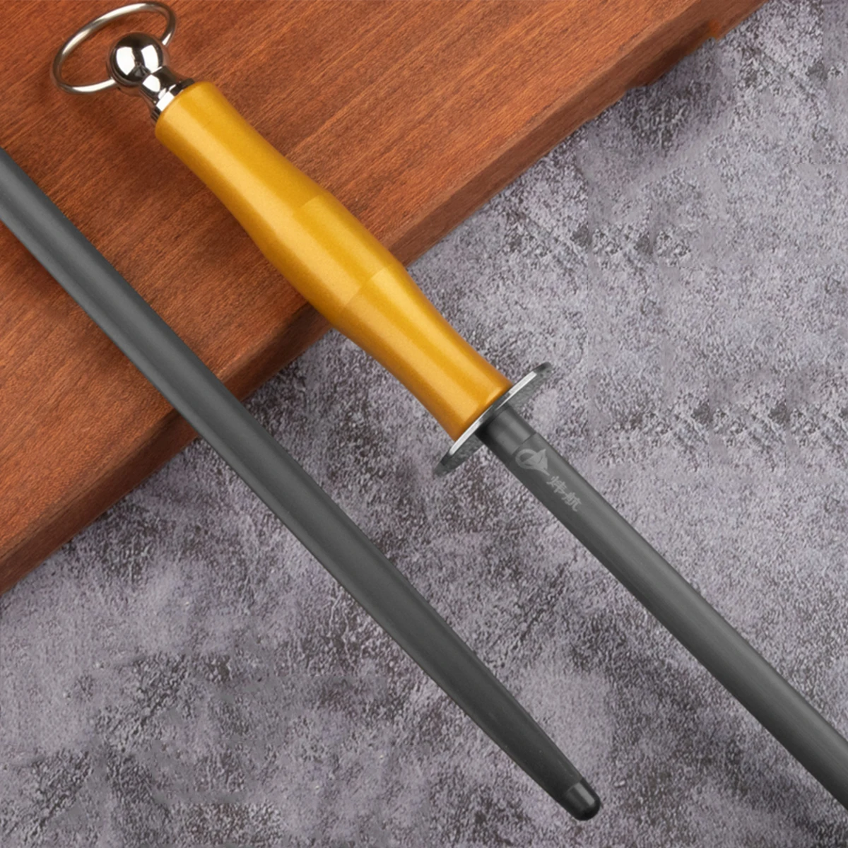 Professional Black Steel Knife Grinding Rods, Rosewood Handle , Durable Blade Grinding Rods, Leather Cases, Kitchen Tools