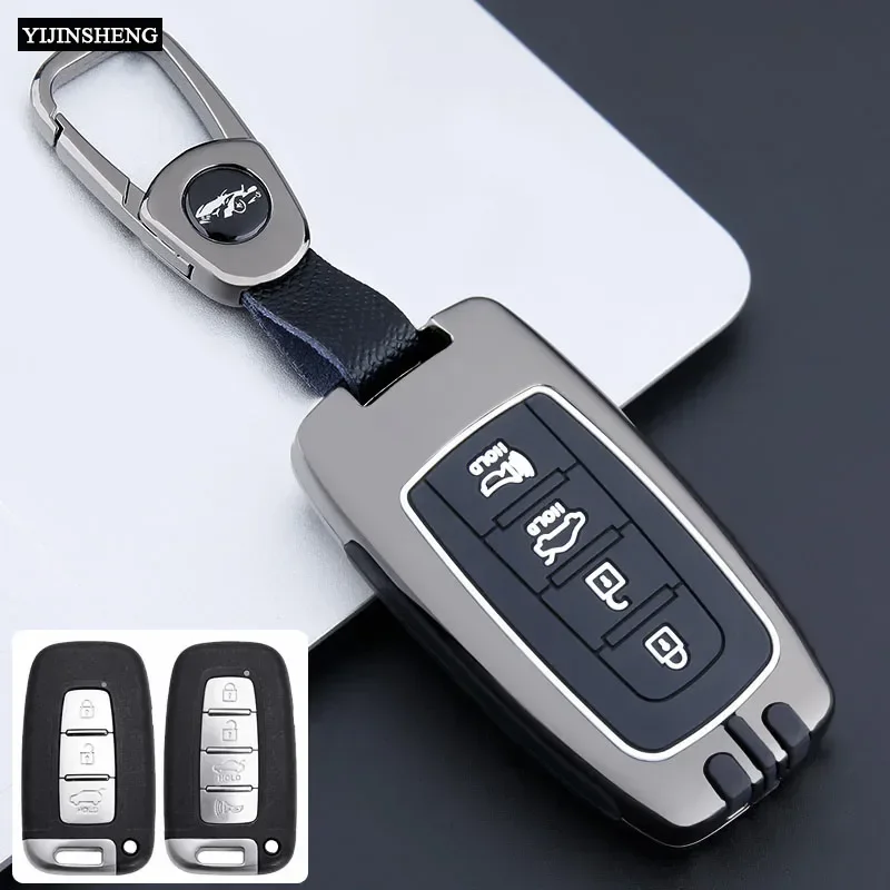 3 4 Button Zinc Alloy+Silicone Car Key Case for Hyundai IX35 Elantra Sonata 8 9 For Kia Sportage K5 K2 Sorento Optima Forte